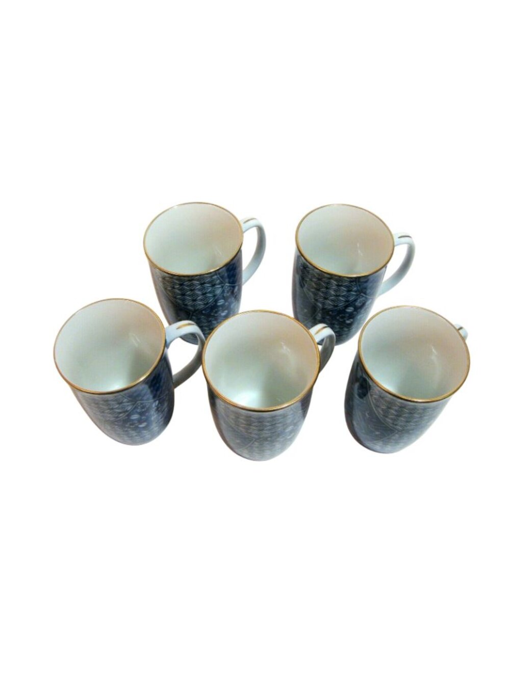 Takahashi Mugs Kimono Blue and White Set of Five - Picture 4 of 7